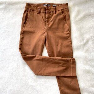 Level 99 Brittany Petite Camel Brown Mid Rise Zipper Hem Ankle Trouser